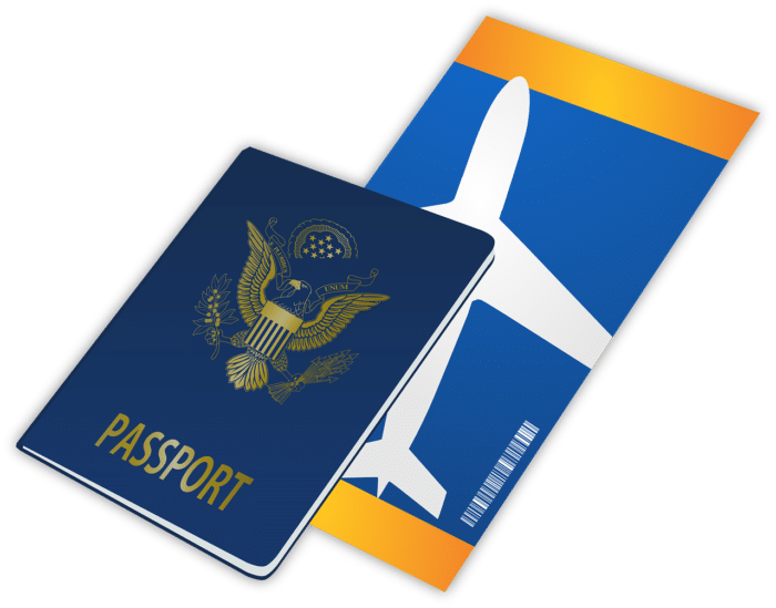 כרטיס טיסה ופספורט